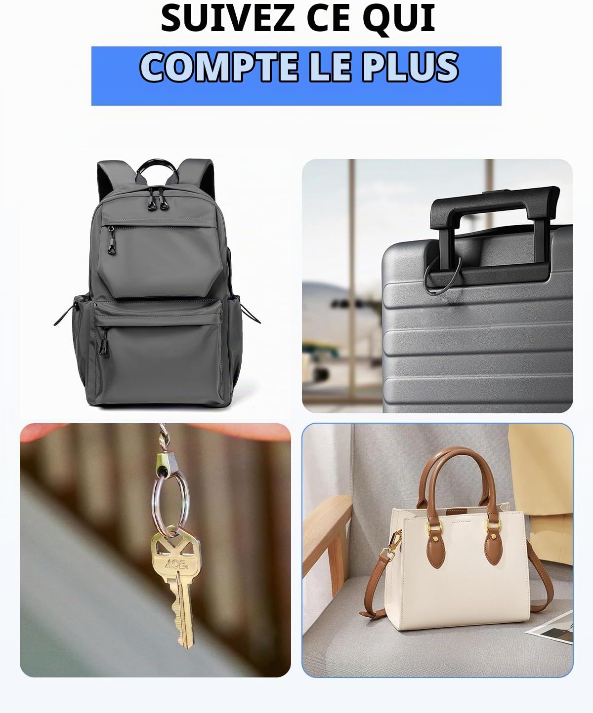 Thumbnail 6 de TIMU Lot de 4 Traceur Tag Android & iOS — Find My & Find Hub, GPS Bluetooth, Batterie remplaçable, IP67