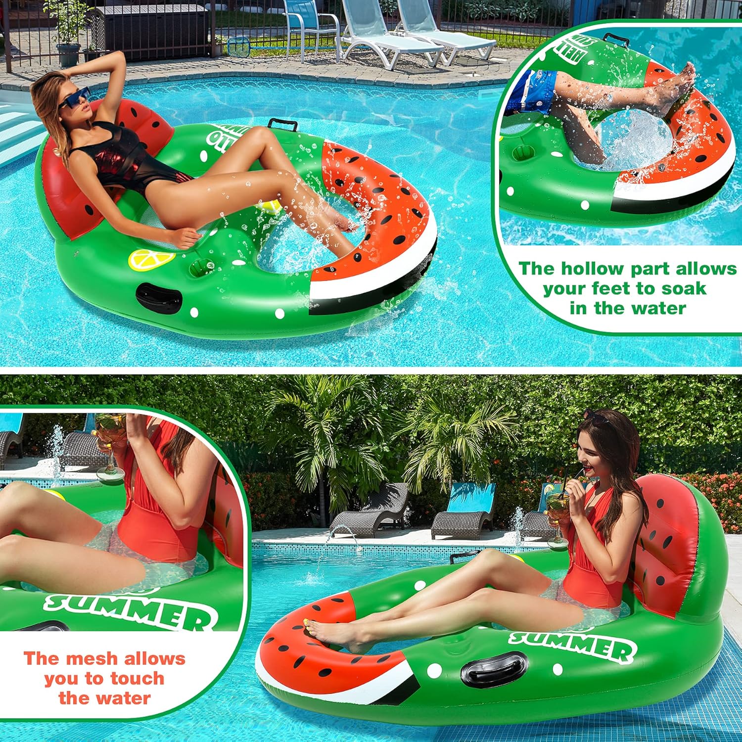 Detalle de Gontence Bouee Piscine: Matelas Gonflable Ergonomique avec Hamac et Repose-Pieds