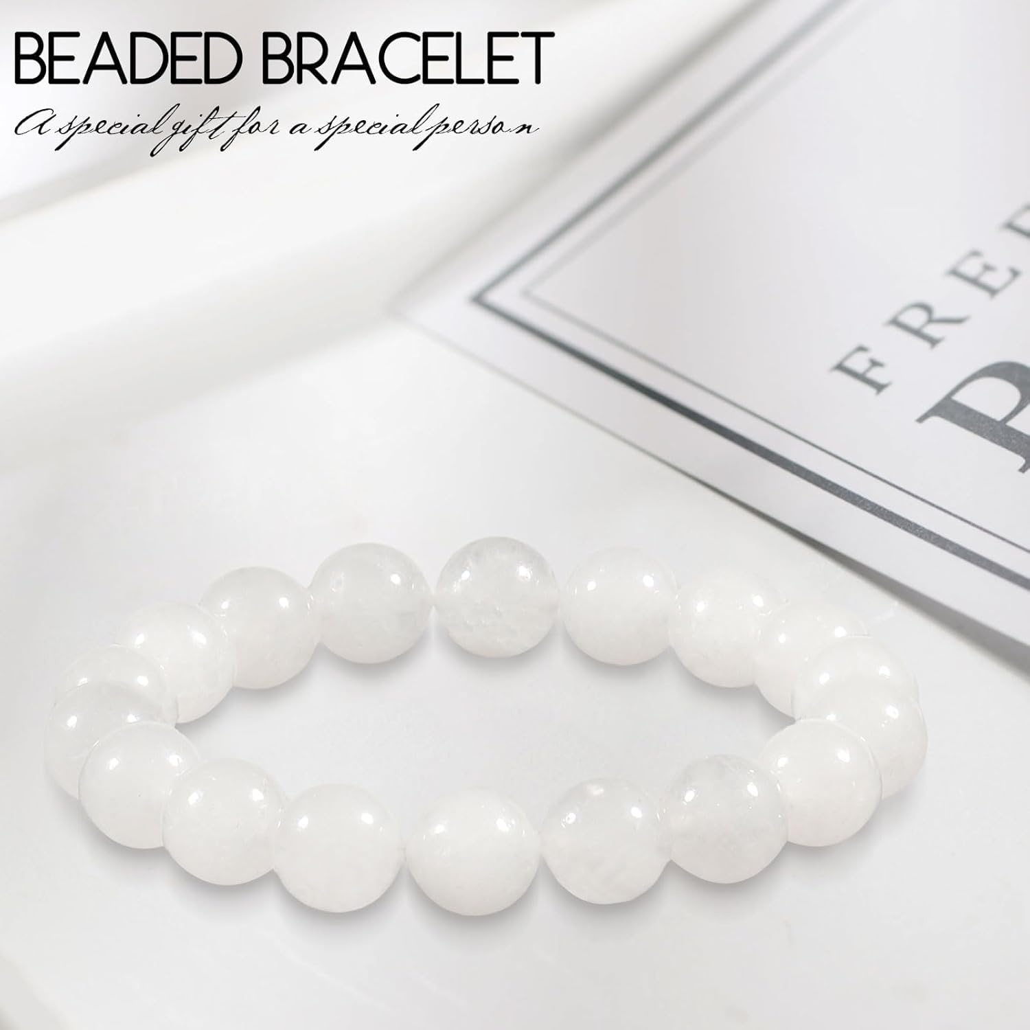 Thumbnail 5 de Weißen Achat Armband 10mm Perlen