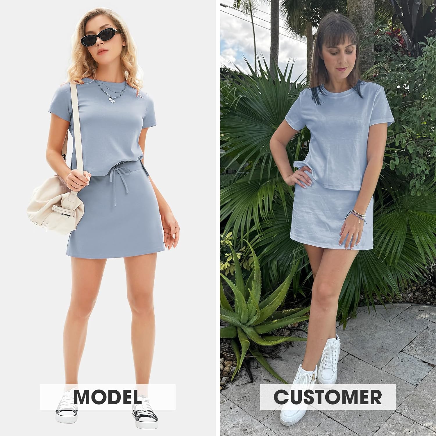 Detalle 2 de EXLURA Women’s Summer 2 Piece Short Skirt Set