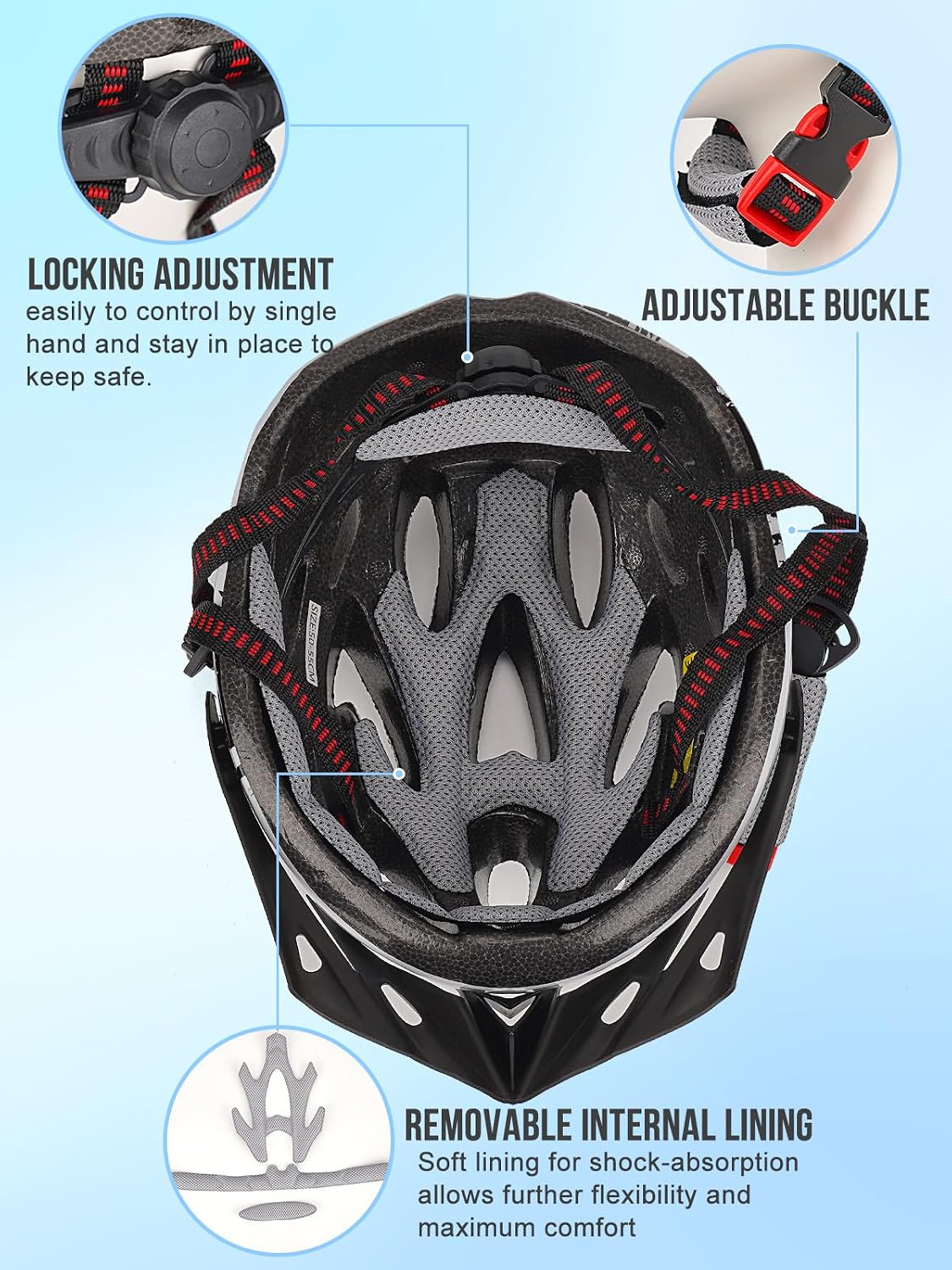 Detalle de Kids Bike Helmet for Boys & Girls (50-59cm) – Adjustable, 3-15 Years, Multi-Sport Safety