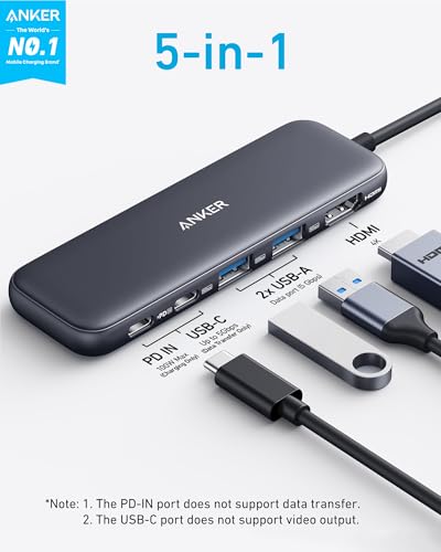 Detalle 2 de Anker USB C Hub (5-in-1) — USBC to HDMI Splitter with 4K Display, 85W Pass-Through