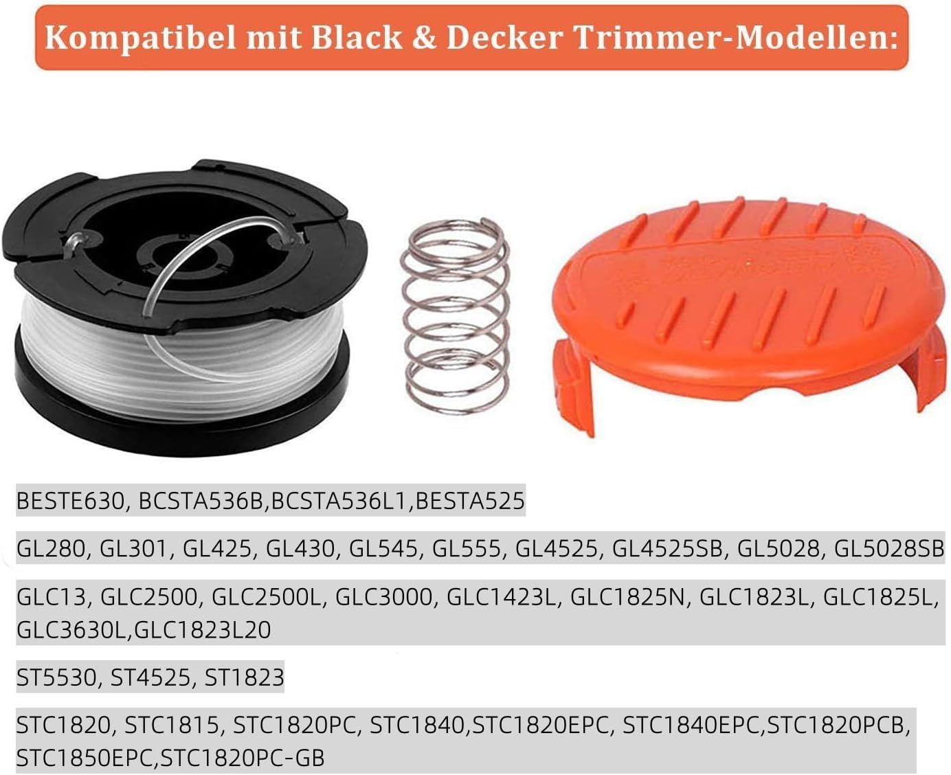 Detalle de Eyoloty A6481/A6485 Vollautomatische Einzelfadenspule – kompatibel mit Black+Decker GL-/GLC-Modellen (10 m, Ø 1,65 mm, 8 Spulen + 2 Kappen)