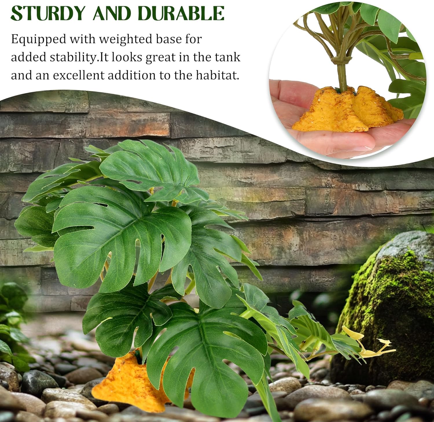 Detalle de Filhome Reptile Plants for Terrarium: Realistic Artificial Plant with Weighted Base