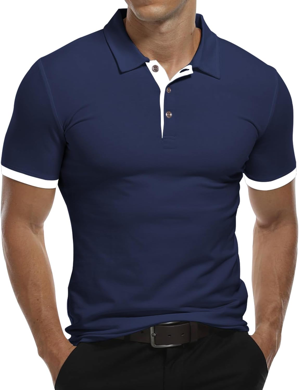 Thumbnail 5 de KUYIGO Herren Polo Shirts aus Baumwolle (Lang- und Kurzarm) im Slim-Fit – Basic für Büro, Freizeit und Sport