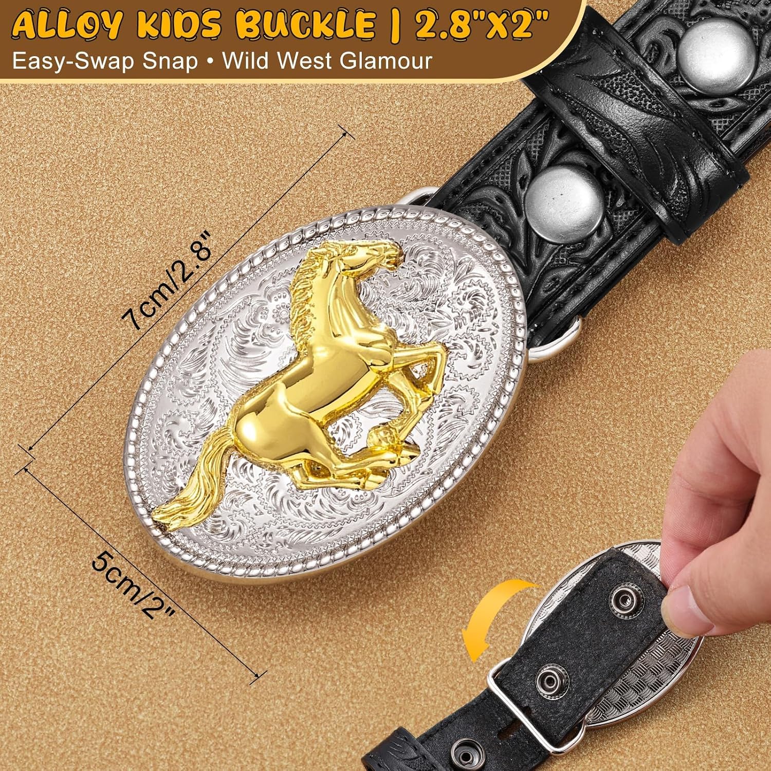 Thumbnail 3 de Beltroad Kids’ Western Leather Belt, 1.1-Inch Embossed Strap