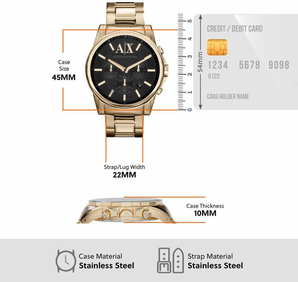 Thumbnail 3 de Armani Exchange Orologio da uomo: cronografo al quarzo, cassa 45 mm e bracciale in acciaio dorato