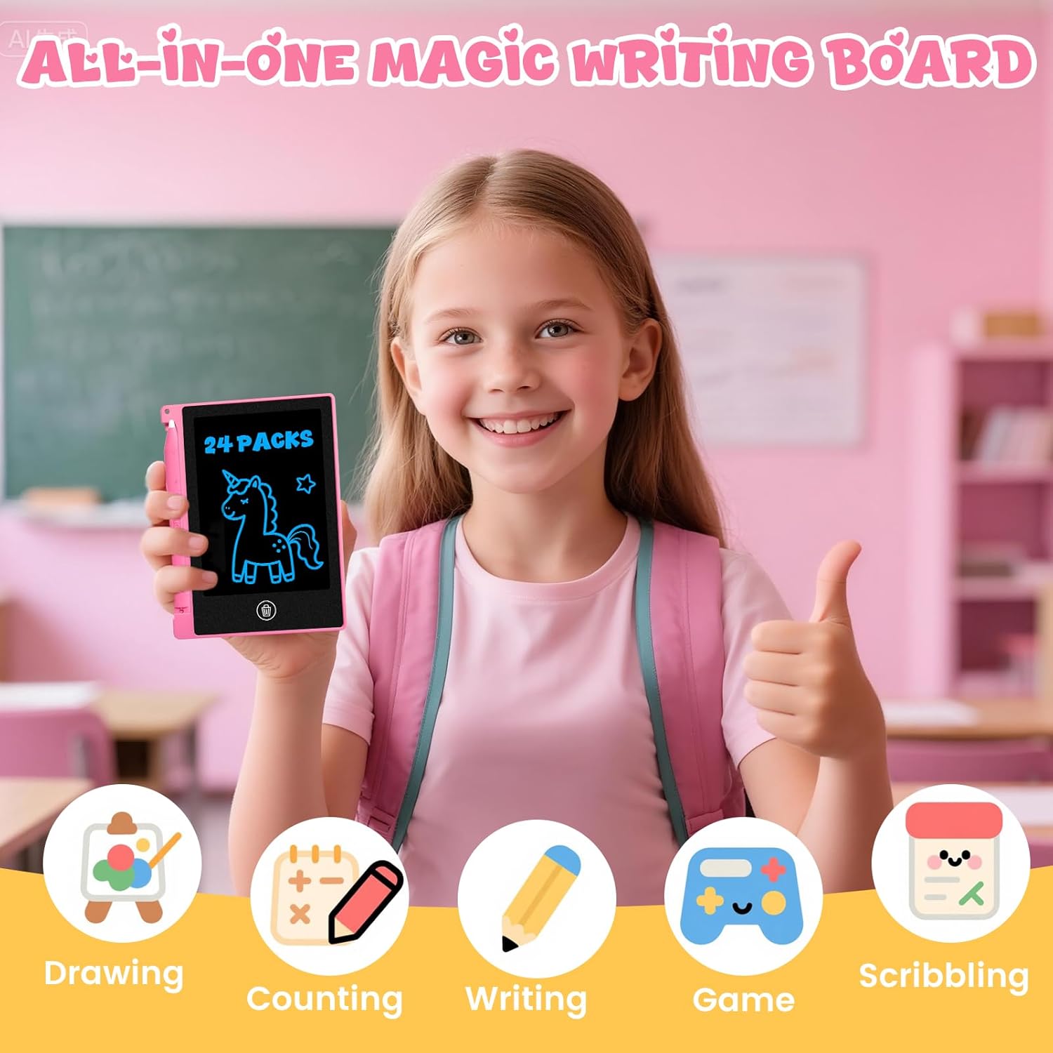 Detalle de 24-Pack Mini LCD Writing Tablets for Kids (4.4 inches) — Reusable Doodle Boards