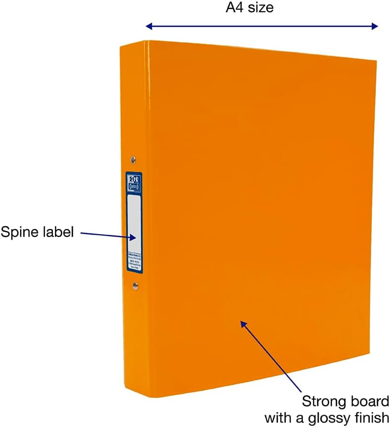 Detalle de Oxford Premium A4 Ring Binder (Orange) – 25mm Capacity, Laminated Paper on Board