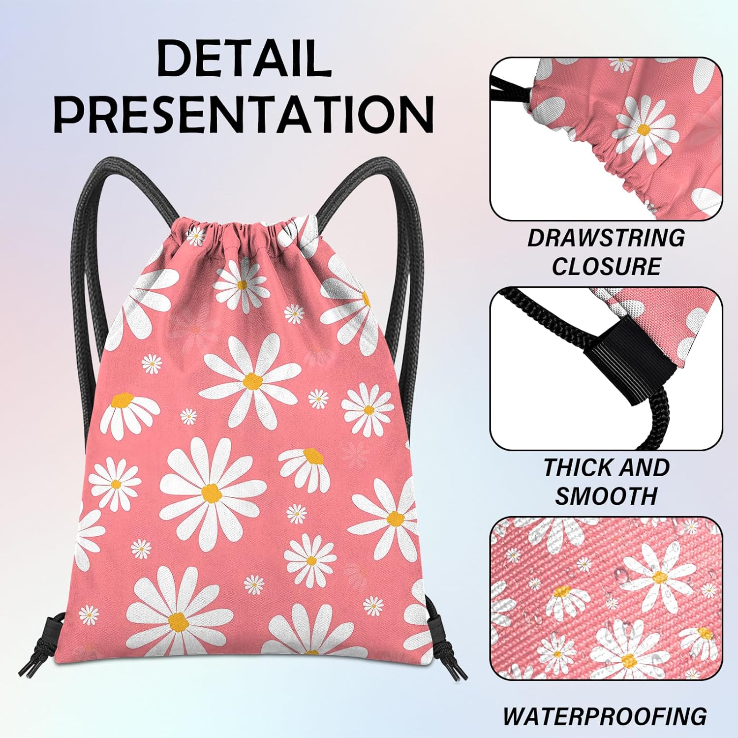 Thumbnail 2 de BHAHB Drawstring Backpack: Waterproof 13x17in String Bag for Beach, Swim and Travel