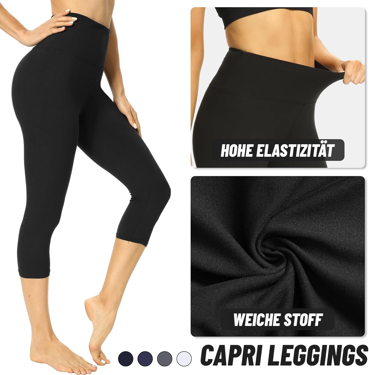 Thumbnail 3 de AMIYOYO 2er Pack Leggings Damen 3/4 High Waist Capri – blickdicht, elastisch und vielseitig