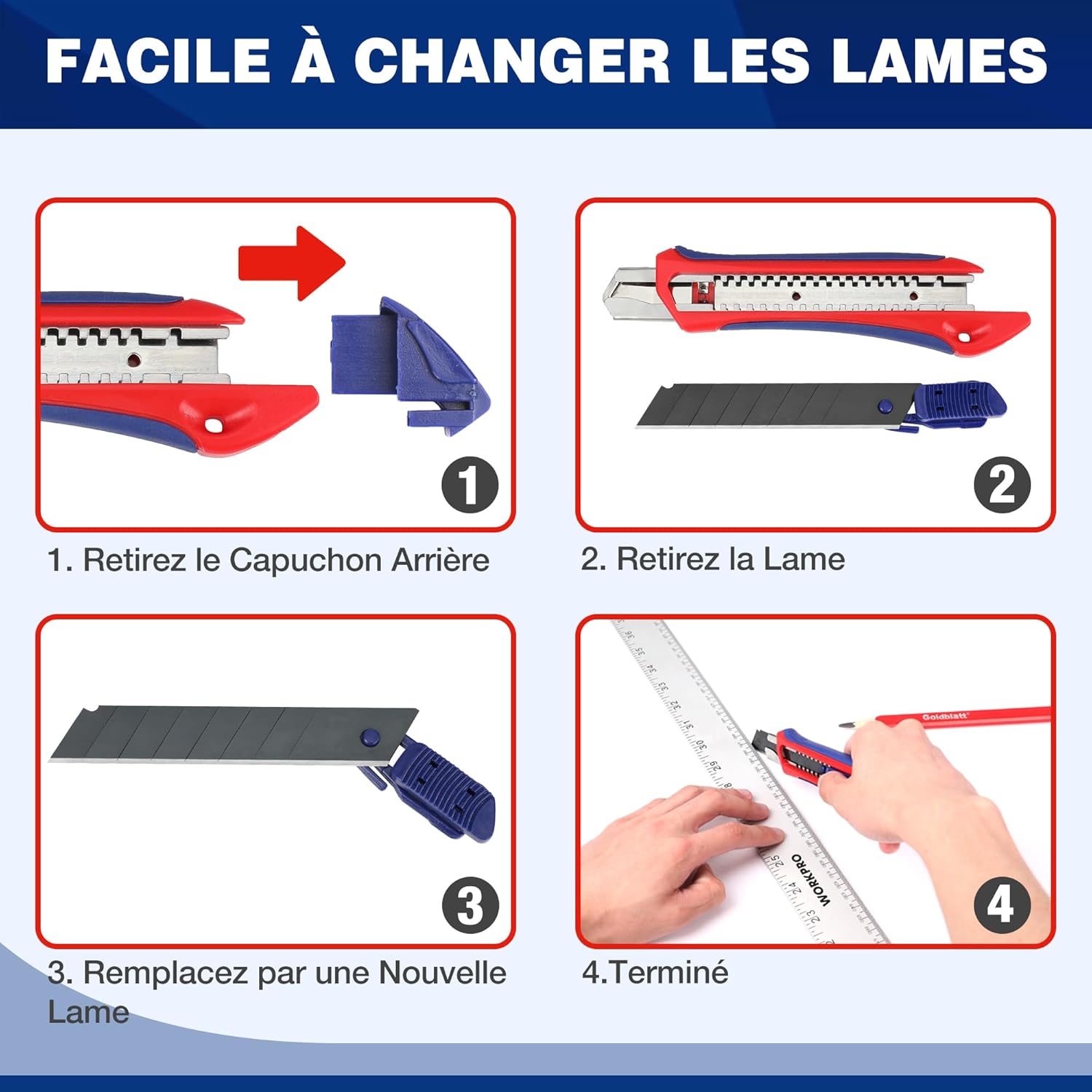 Thumbnail 5 de WORKPRO Cutter utilitaire rétractable 18 mm — lot de 3 ✂