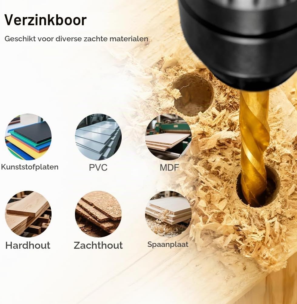 Detalle de Vicloon verzinkborenset voor hout, 12-delig met magnetische bithouder