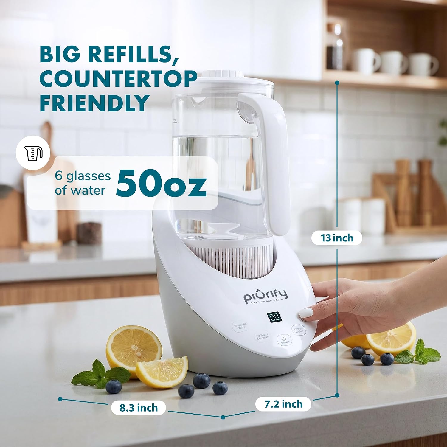 Thumbnail 6 de PIURIFY PWH2022 3-in-1 Hydrogen Water Pitcher, 50 oz BPA-Free Tritan