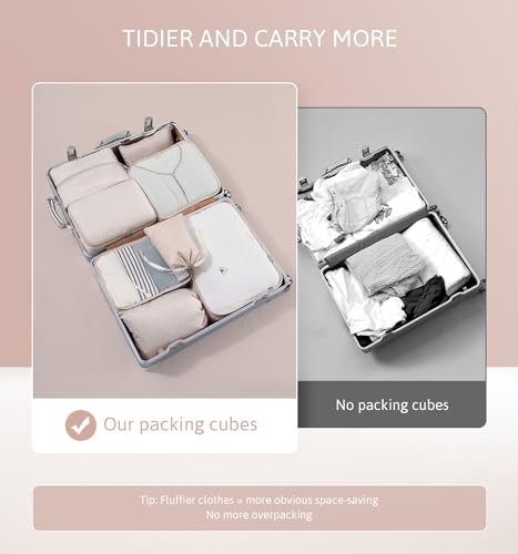 Detalle 2 de Meowoo lot de 8 organiseurs de valise beige avec pochettes à compartiments