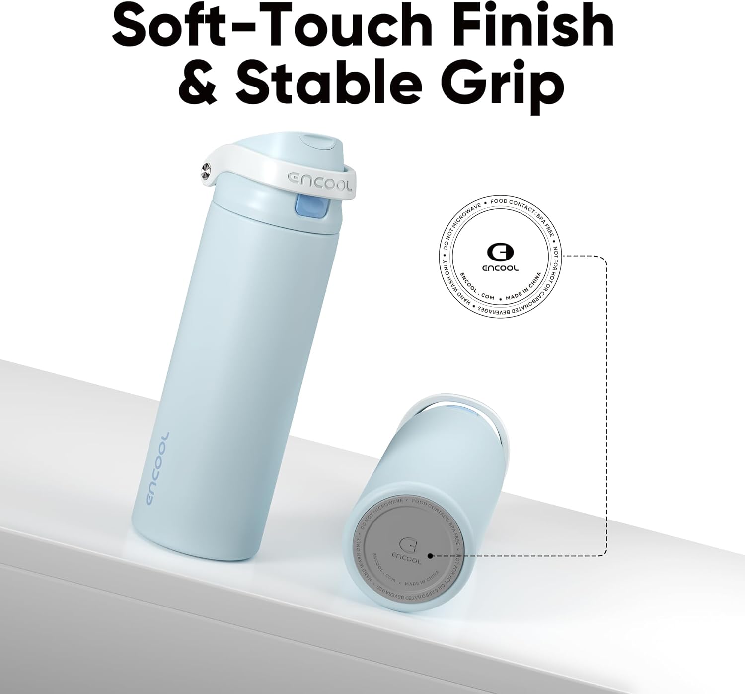 Thumbnail 4 de ENCOOL 24 oz Leakproof Insulated Water Bottle (Frost Blue) with Straw and Dual-Sip Lid