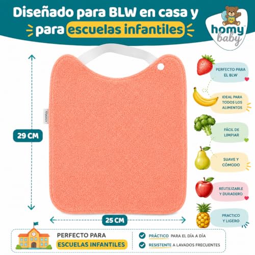 Detalle de HOMYBABY Pack 5 Baberos Rizo Bebe: impermeables y absorbentes, 29×25 cm, reutilizables