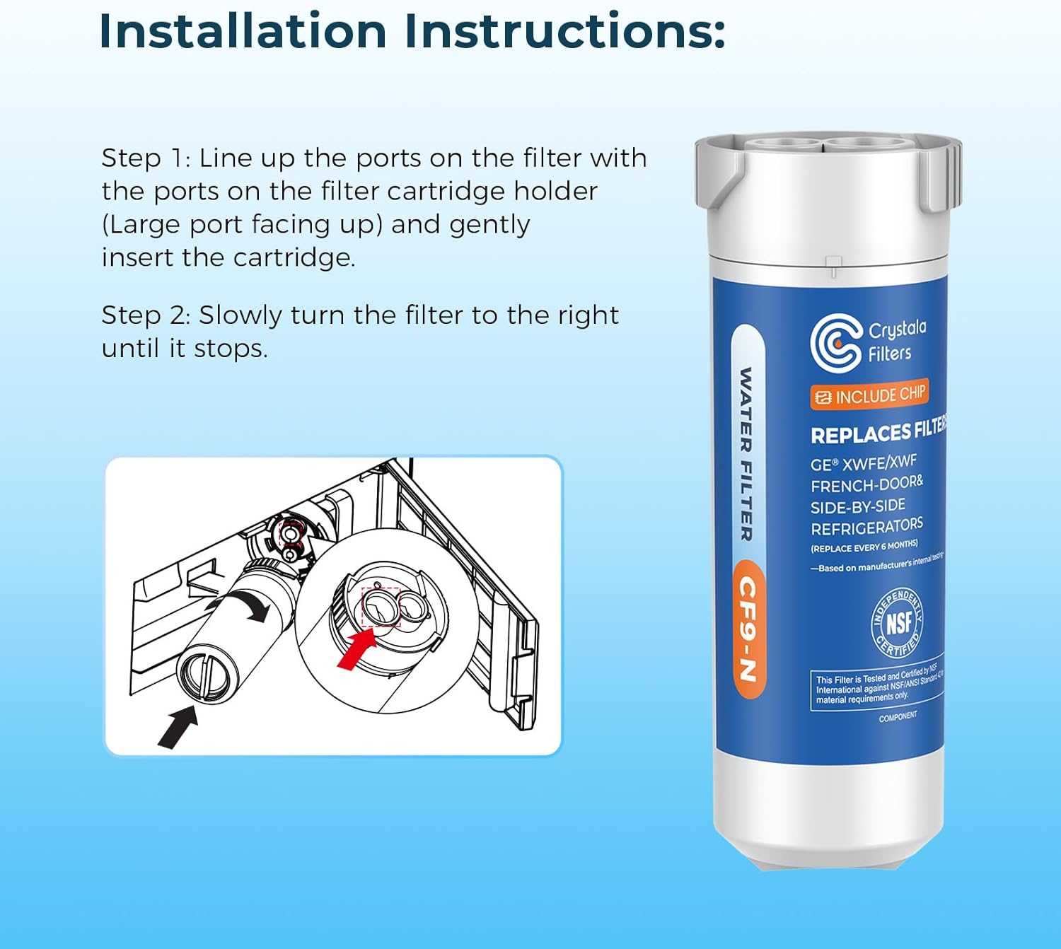 Thumbnail 6 de Crystala Filters XWFE Compatible Refrigerator Filter