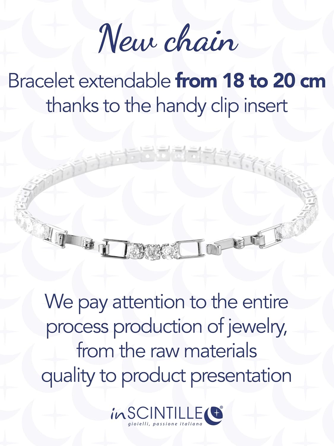 Detalle de inSCINTILLE Bracelet Tennis en Zirconium pour Homme et Femme – Réglable