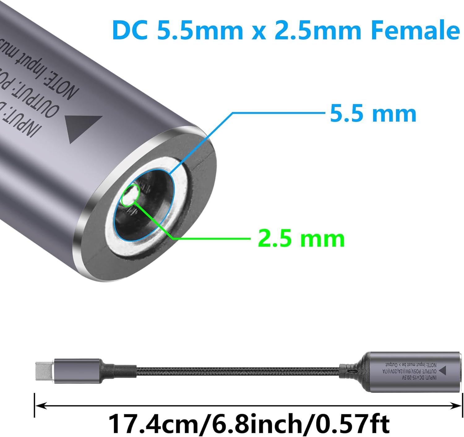 Thumbnail 2 de SinLoon PD 140W DC5525 to USB-C Cable: PD Auto-ID 5.5mm x 2.5mm to Type C for Phones, Tablets and Laptops