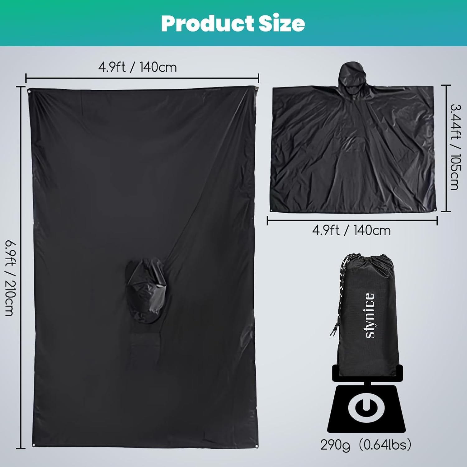Thumbnail 6 de Stynice Leicht Wasserdicht Regenponcho 290 g