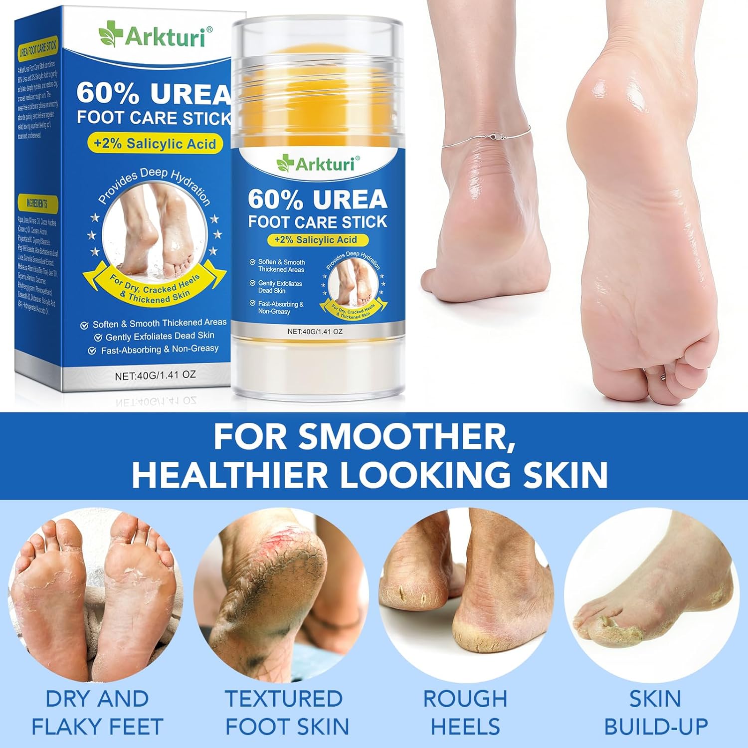 Detalle de Crema piedi urea al 60% – Set da 3 pezzi da 40 g: pelle levigata, idratazione profonda e assorbimento rapido