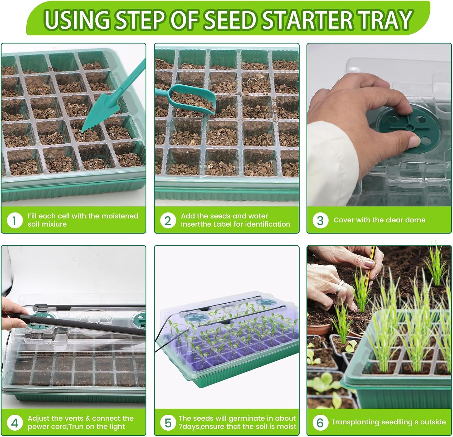 Thumbnail 6 de Seed starter tray with grow light, 80-cell