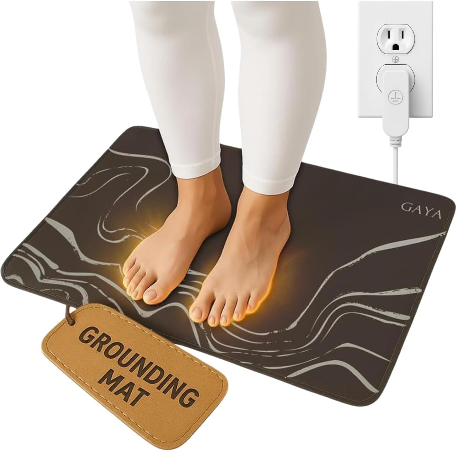Detalle de GAYA Grounding Mat - Natural Flow, Conductive Carbon Earthing Mat, 15-ft Cord