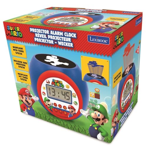 Detalle 2 de Lexibook Mario Réveil Projecteur RL977NI : veilleuse projection Mario en trois couleurs