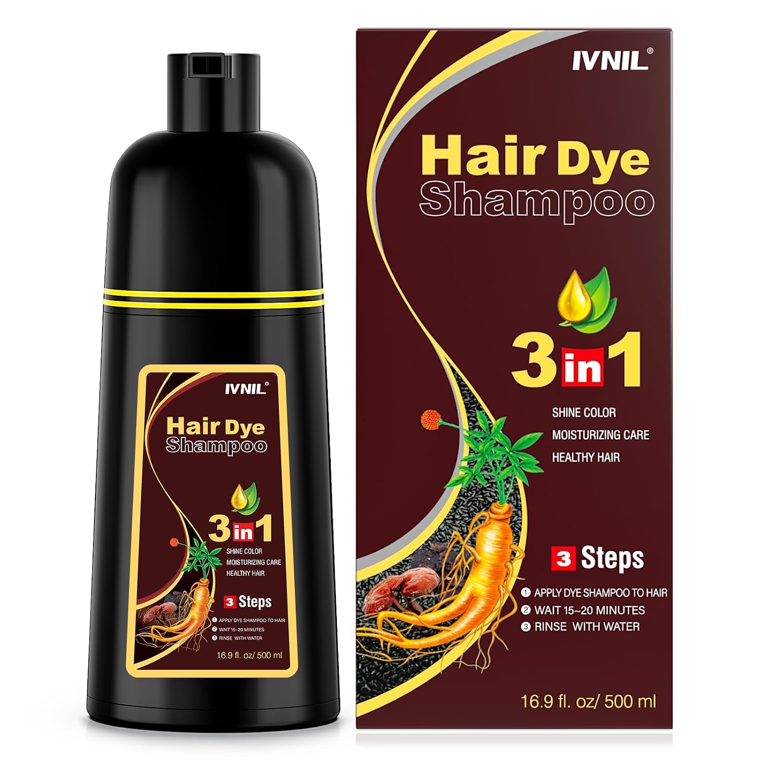 Thumbnail 6 de Black Hair Dye Shampoo Haarfarbe Schwarz 3in1 Shampoo