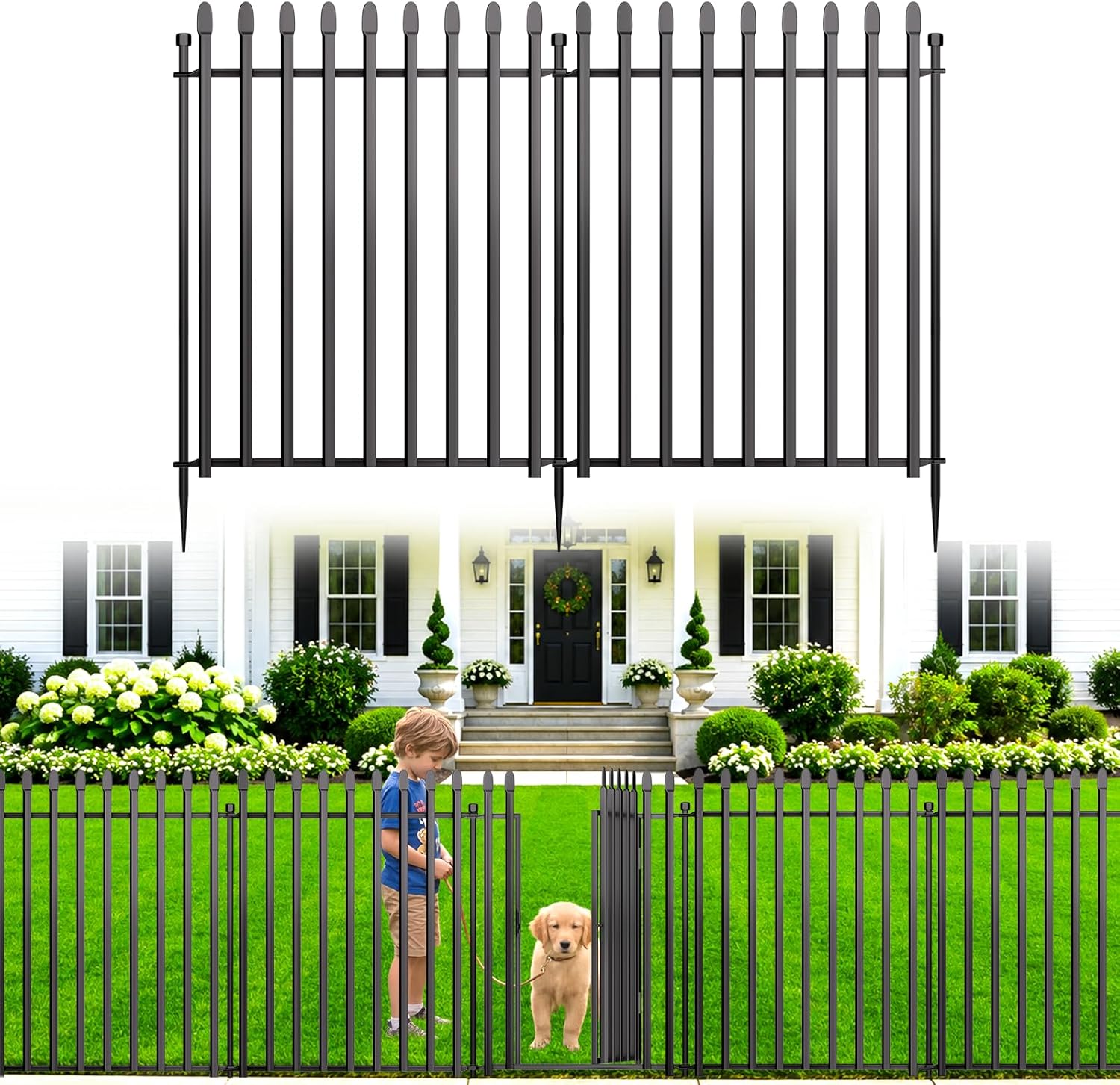 Detalle de Kingido 10 Panels No Dig Decorative Garden Fence with Gate, 81 cm H x 671 cm L