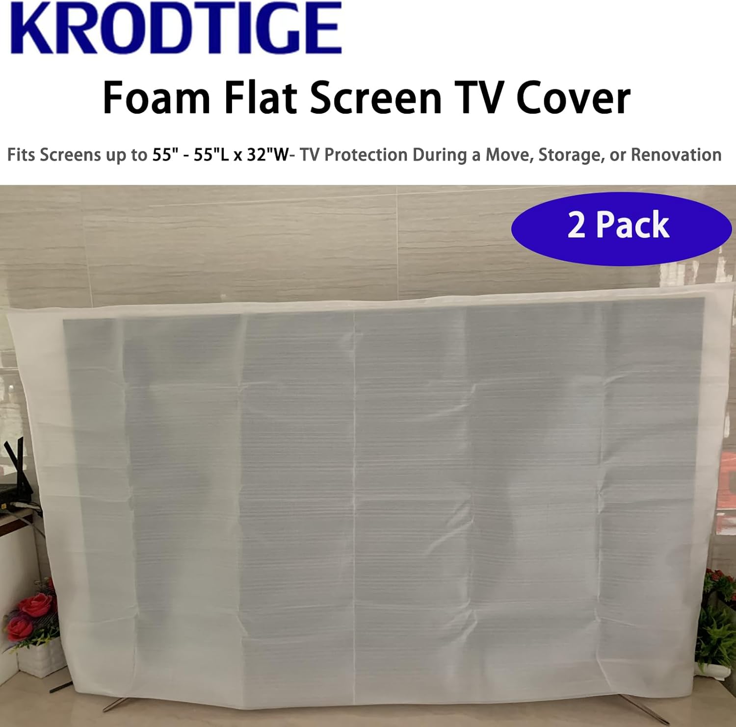 Detalle 2 de Krodtige 2-Pack Foam Flat Screen TV Covers (Fits Up to 55" TV Screens)