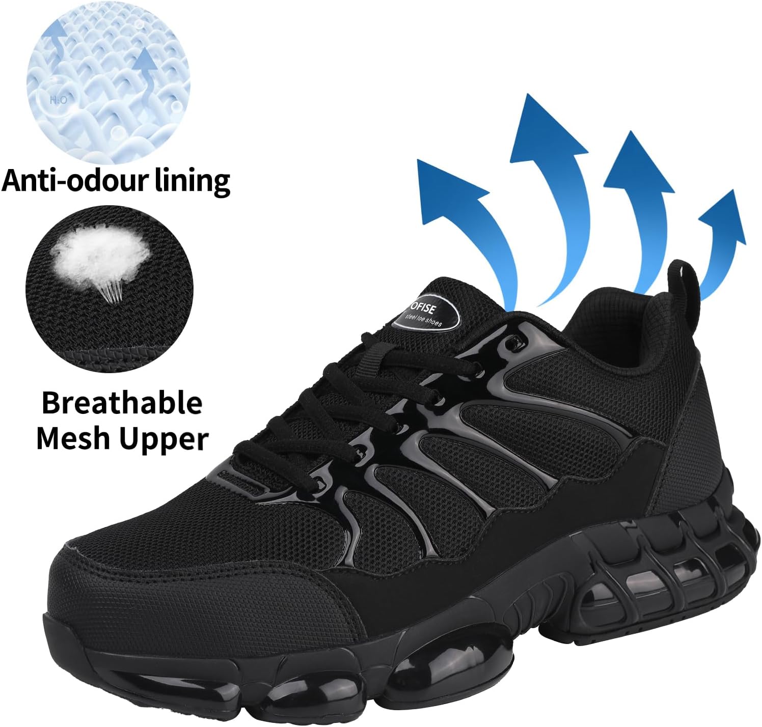 Detalle 2 de NIFOFISE Steel Toe Cap Trainers for Men & Women – Lightweight, Breathable Safety Trainers