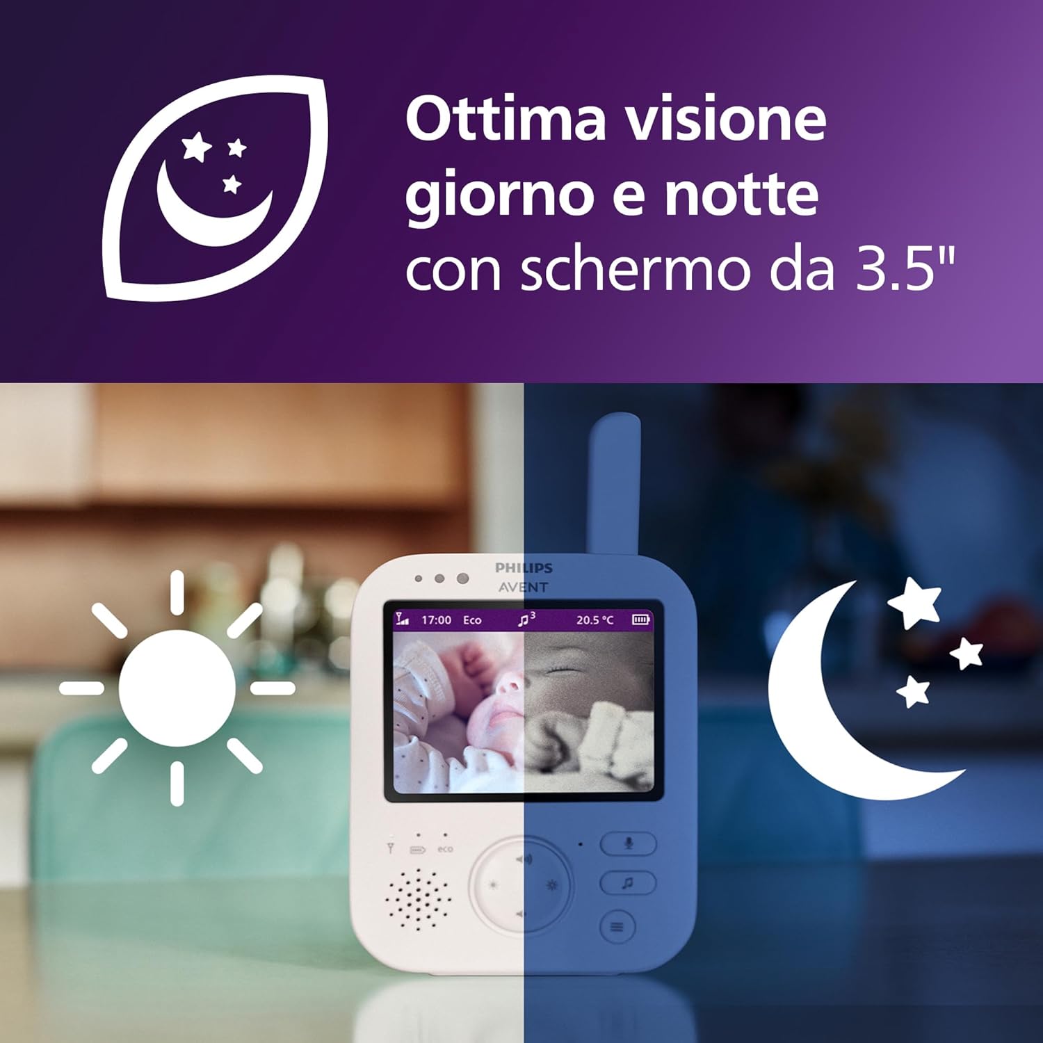 Thumbnail 3 de Philips Avent Premium Video Baby Monitor SCD891/26: monitoraggio video affidabile, audio bidirezionale e comfort d’uso