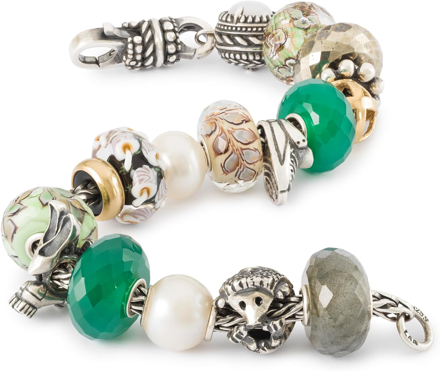 Detalle de Trollbeads Autunno Percorso della felicità 2024 – Perle d'argento fatte a mano