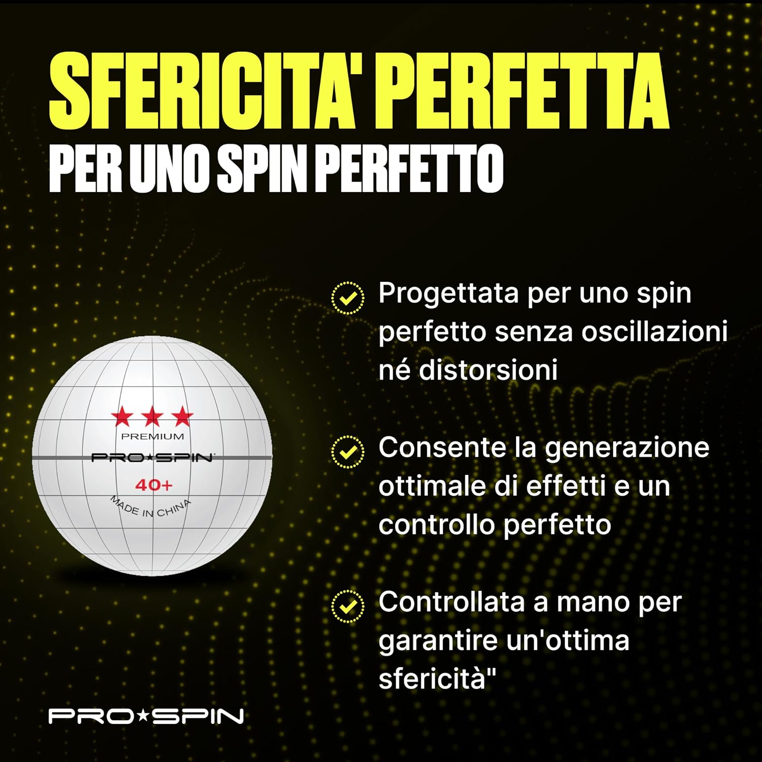 Detalle 2 de PRO-SPIN Palline Ping Pong 40+ 3 Stelle 🏓