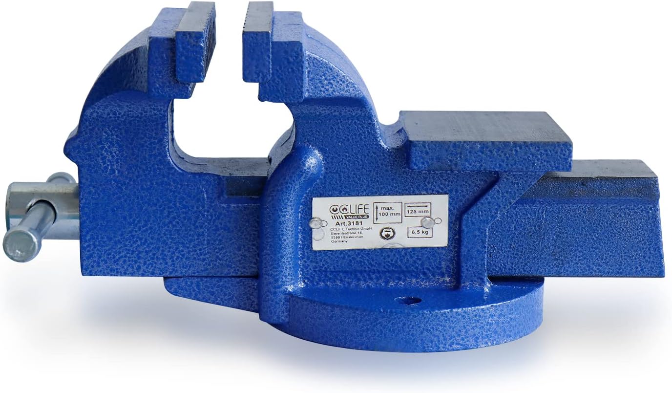 Detalle 2 de CCLIFE Morsa da Banco 125 mm in Ghisa Professionale – Prestazioni affidabili per officina
