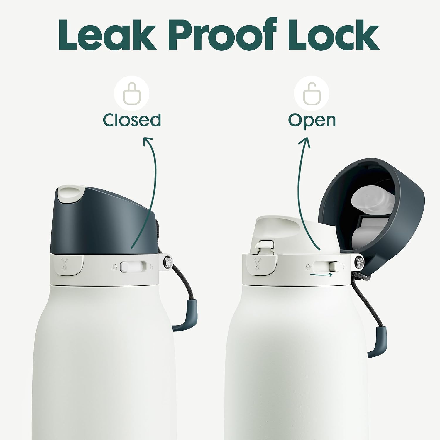 Thumbnail 3 de Meoky iwbl-24oz1p-LG Insulated Stainless Steel Water Bottle, 2-in-1 Lid