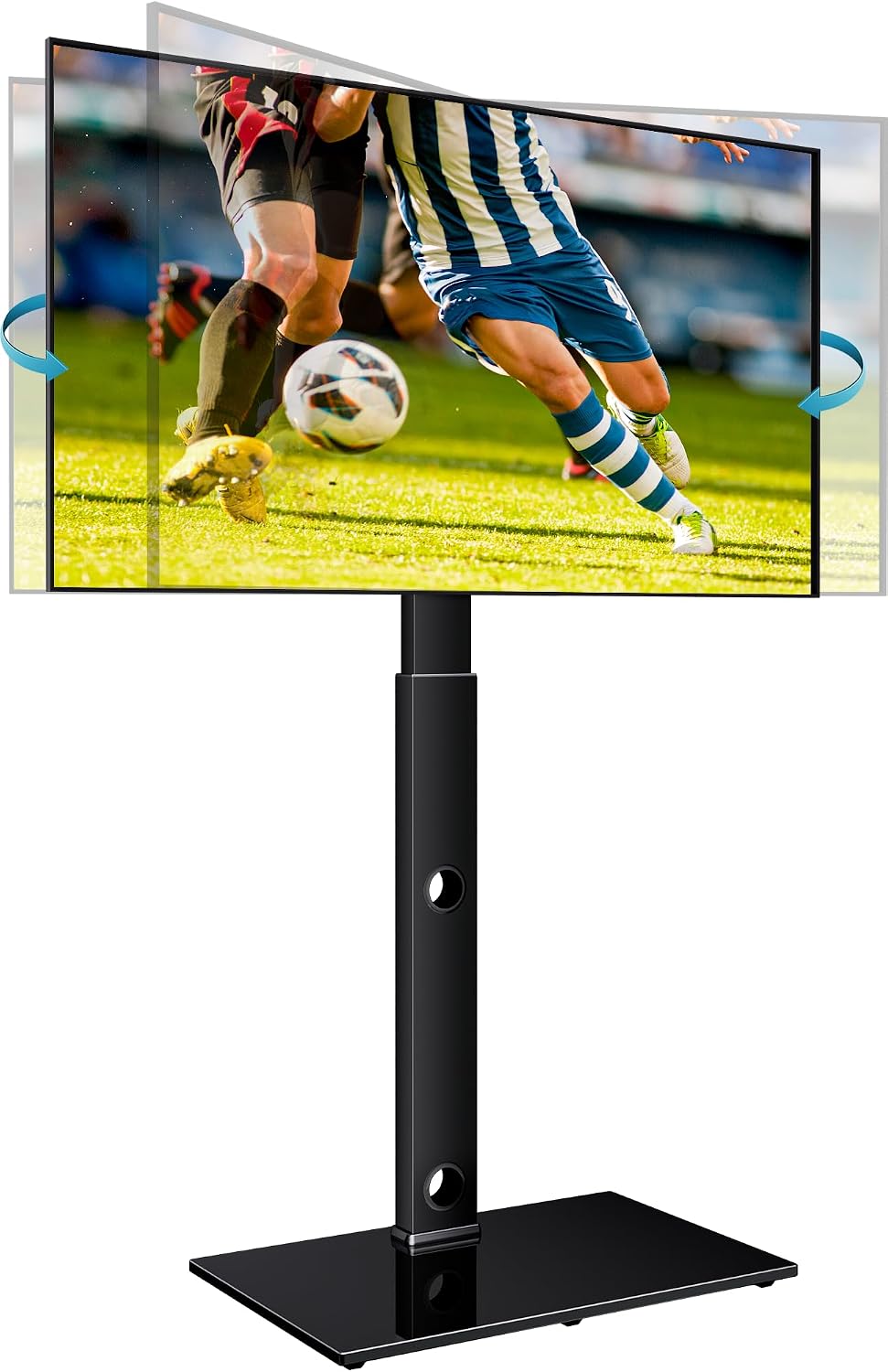 Detalle de BONTEC tv-vloerstandaard voor 30 tot 70 inch, verstelbaar en draaibaar