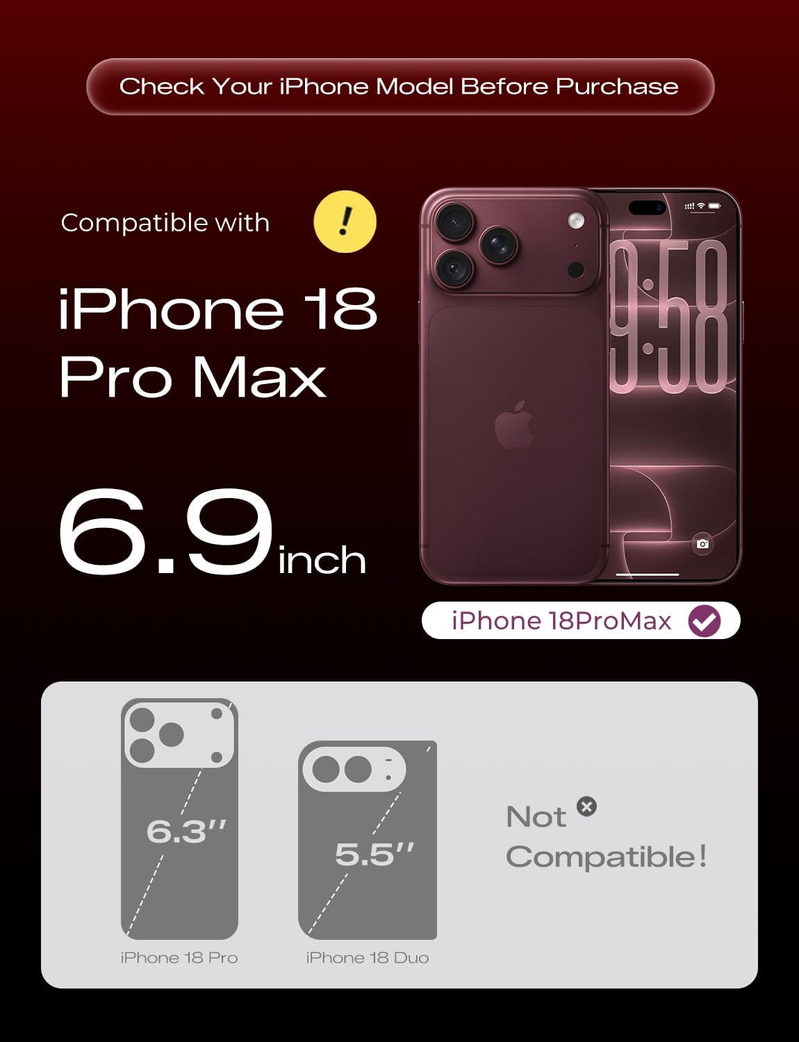 Thumbnail 1 de MAGIC JOHN iPhone 18 Pro Max 6.9-Inch 9H Tempered Glass Screen Protector, 2-Pack