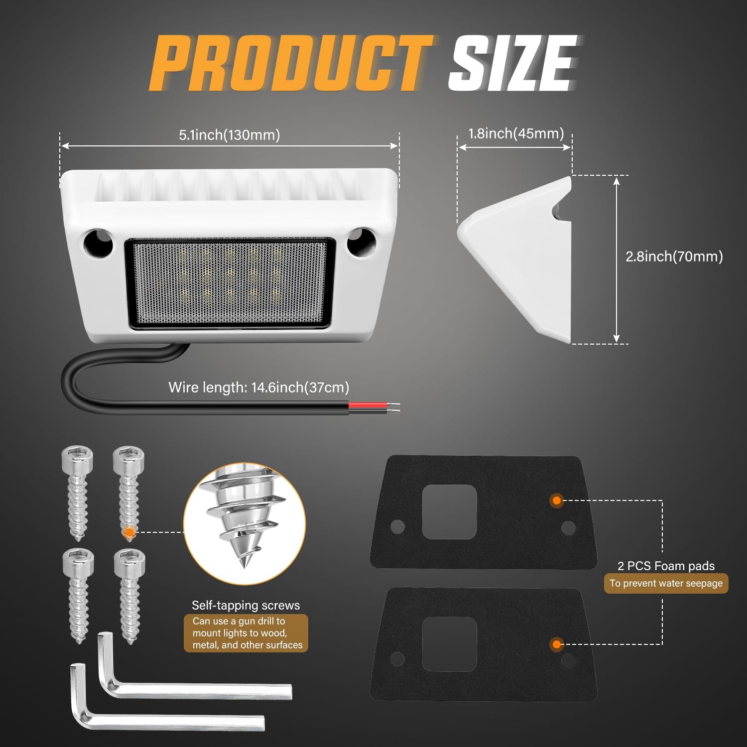 Detalle 2 de Nilight RV Exterior Light 15W Flood Beam