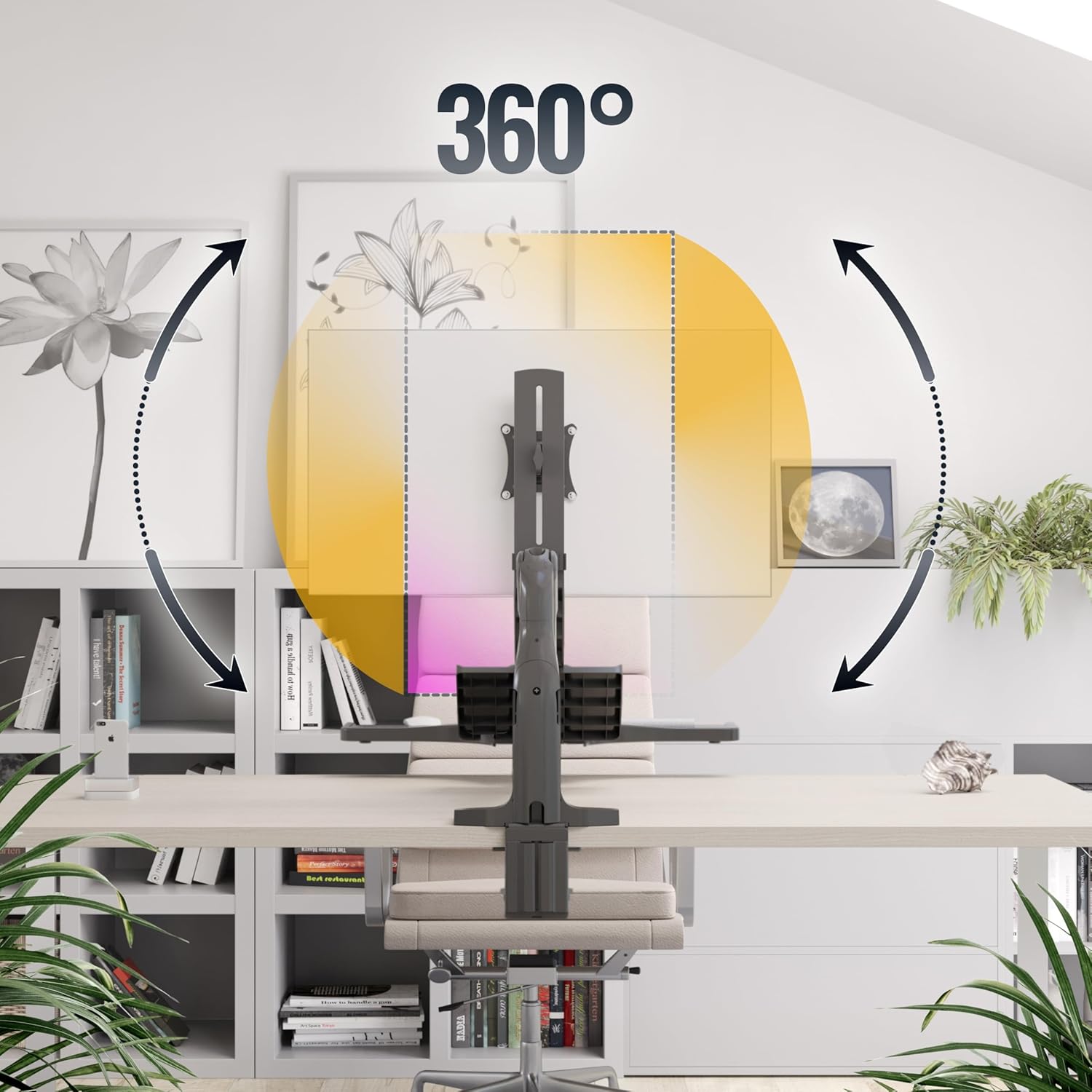 Thumbnail 4 de RICOO Support écran PC TS5411 pour écrans 17 à 32" (43 à 81 cm) avec ressort à gaz, clavier/souris et fixation VESA 75x75