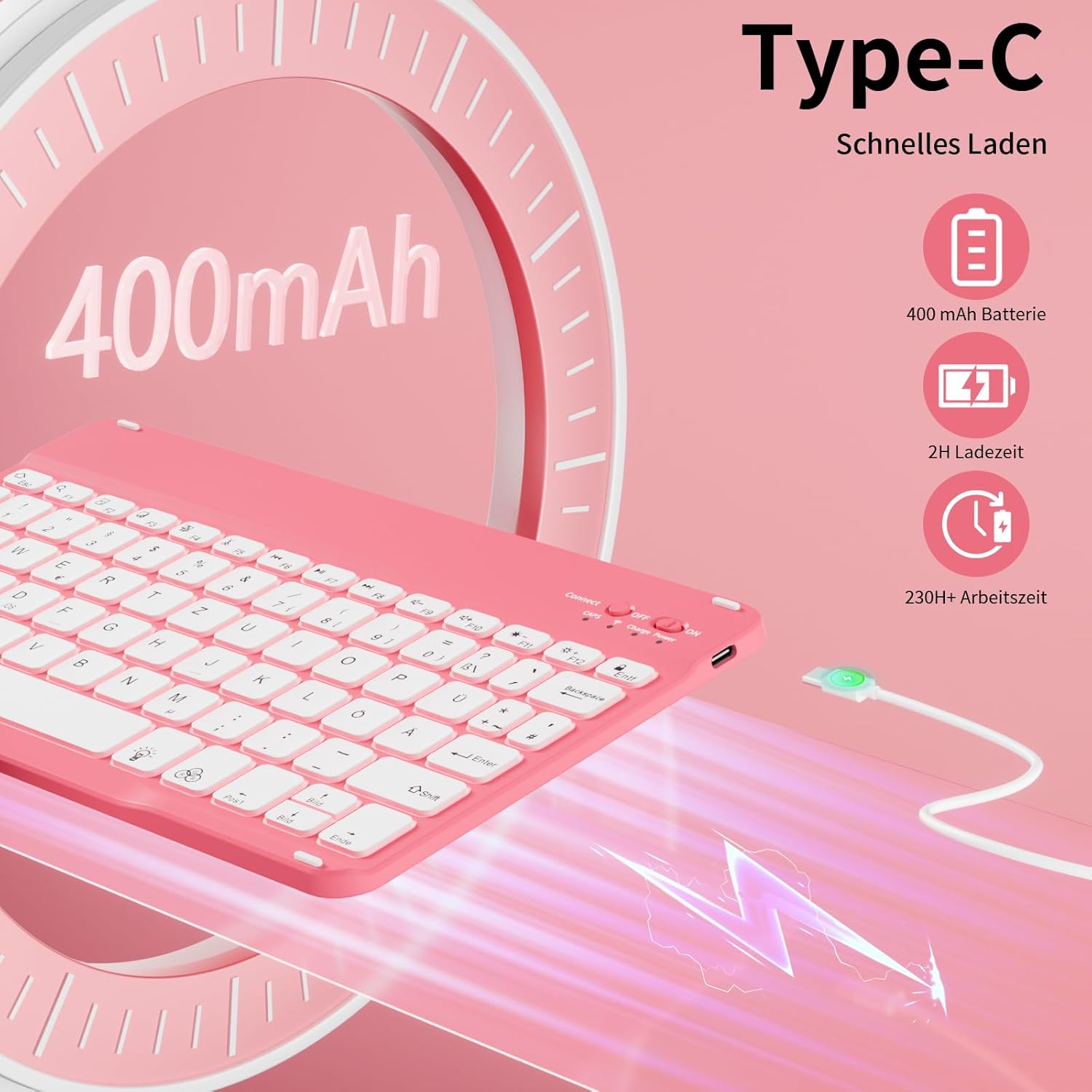 Thumbnail 5 de GKABXY Hülle mit Tastatur für iPad A16 11. Gen. & iPad 10. Gen (11/10,9 Zoll) – 7 Farben Beleuchtet, Stifthalter