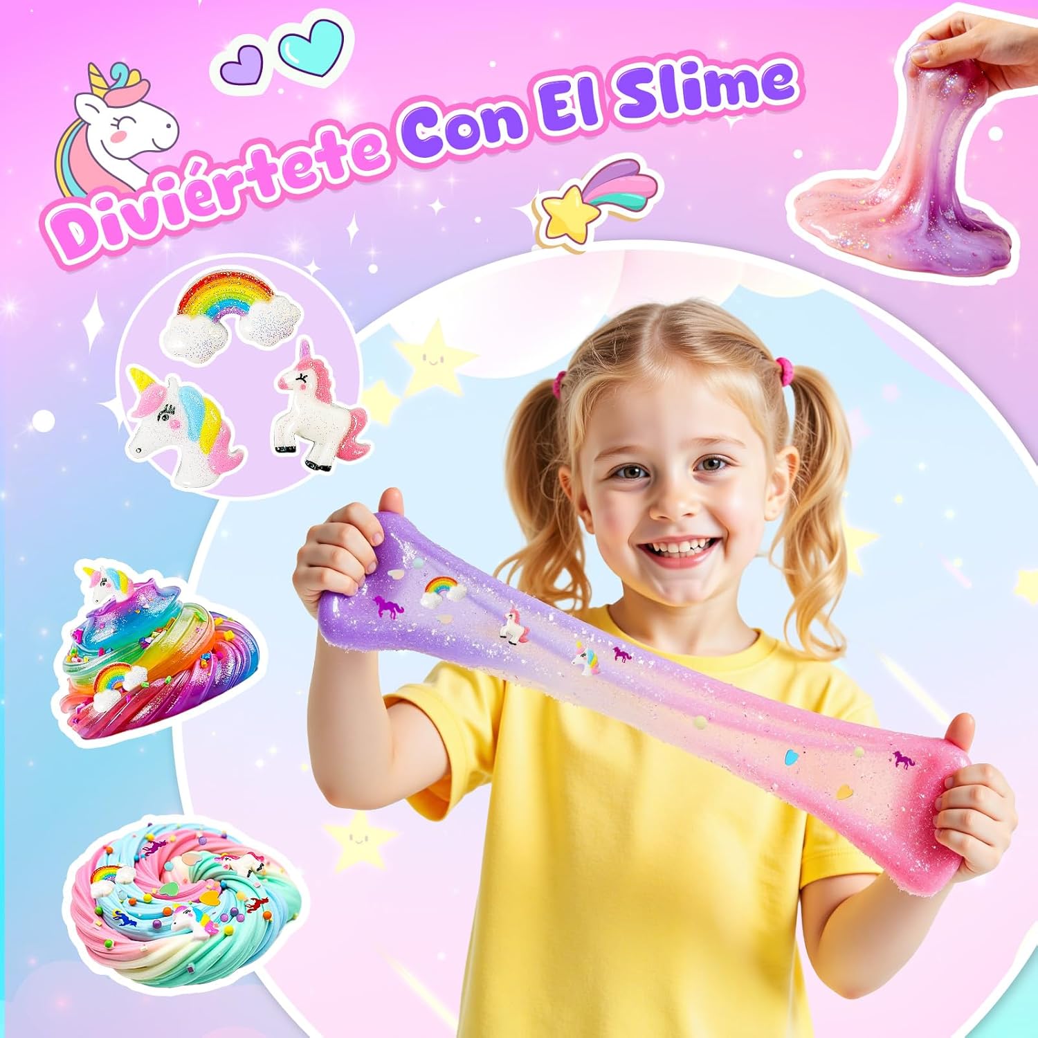 Detalle 1 de iKidiki Slime Unicornio Kit Fluffy para Niñas