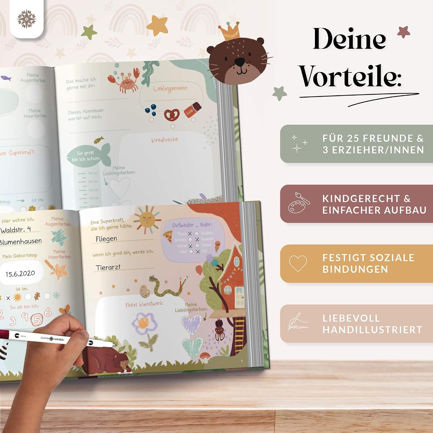 Detalle 2 de LEBENSKOMPASS Freundebuch Dino Kindergarten