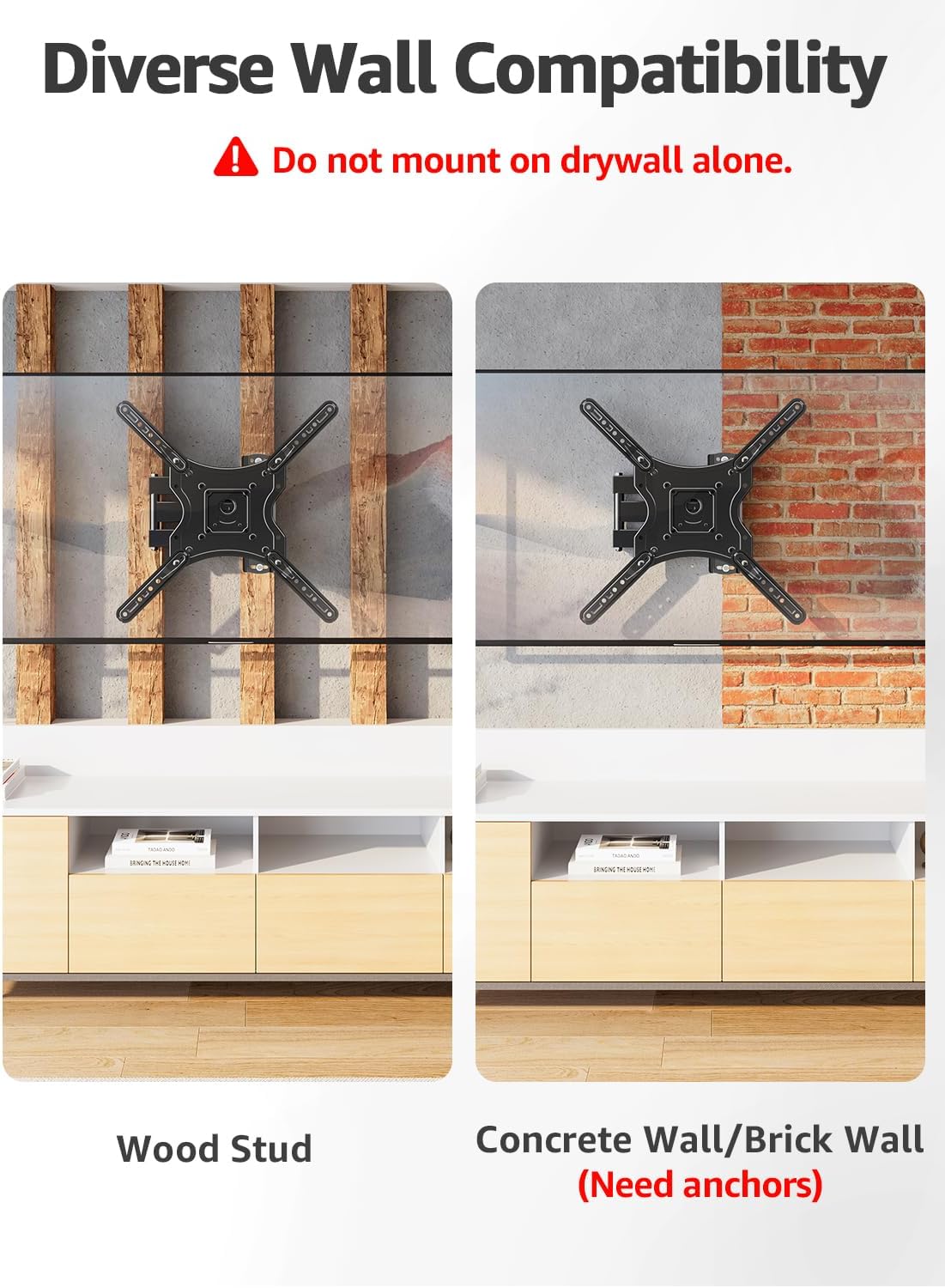 Thumbnail 4 de ELIVED Full Motion TV Wall Mount for 26-60 Inch TVs with ±90° Swivel and Tilt