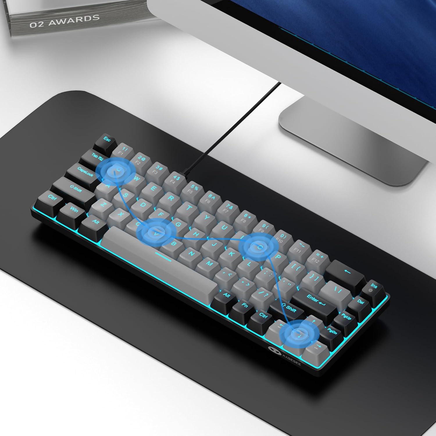 Detalle de MageGee MK-Box 60% Mechanical Keyboard, 68 Keys, Blue Switches and LED Backlighting