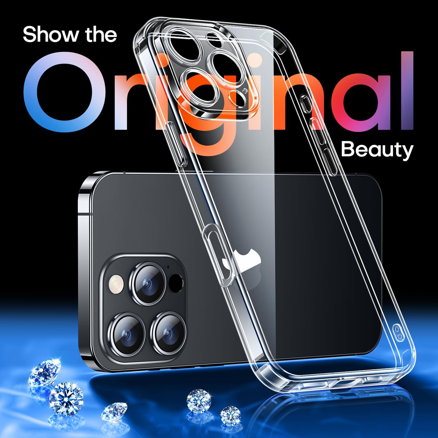 Detalle de CANSHN Coque transparente pour iPhone 16 Pro (6,3 pouces) — Protection complète de la caméra et antichoc