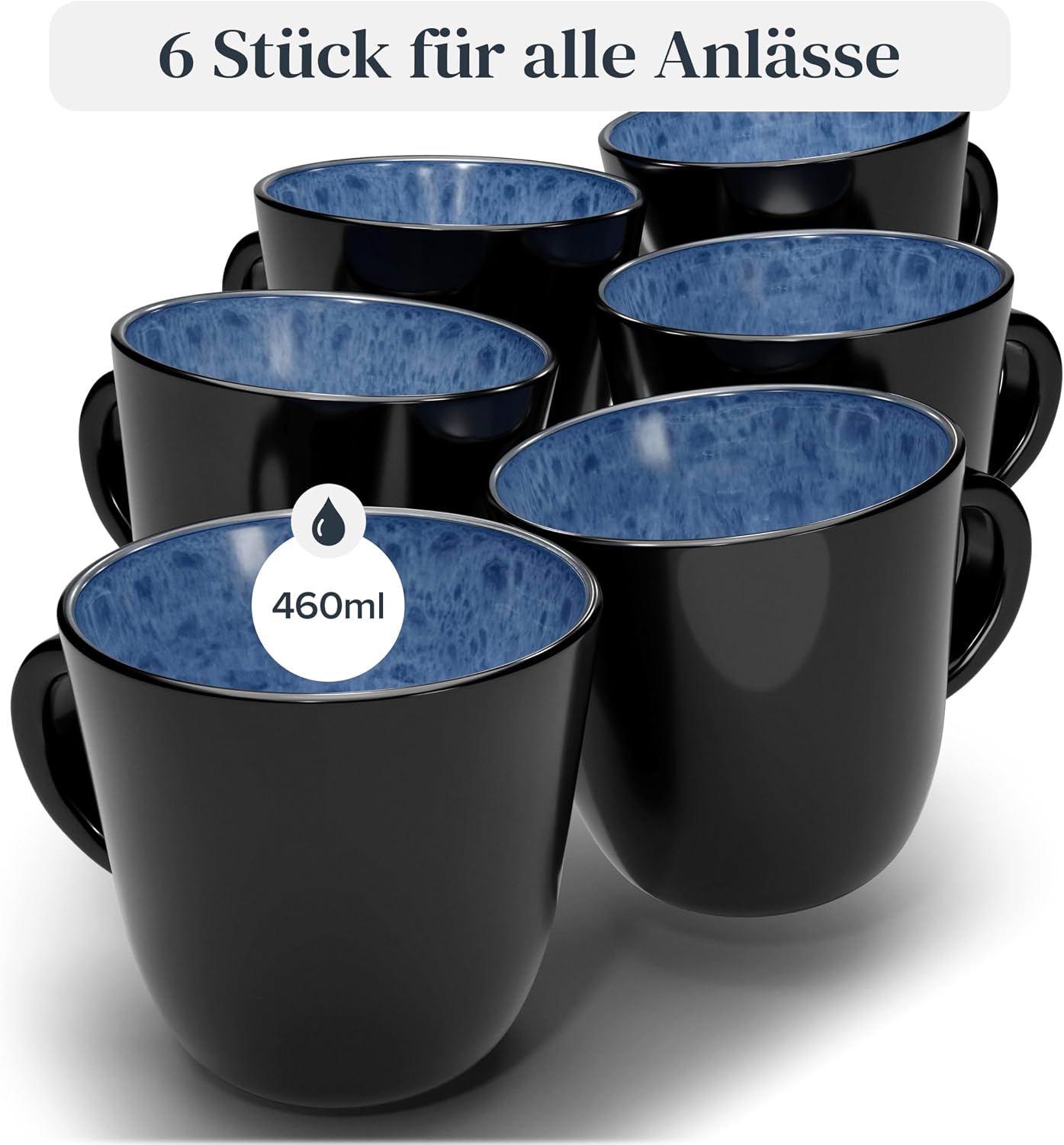Detalle de Steingut Kaffeetassen Ibiza 6‑teilig blau
