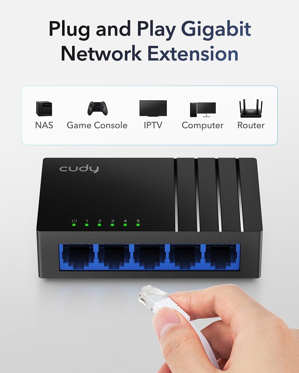 Detalle 2 de Cudy GS105D switch di rete Gigabit a 5 porte